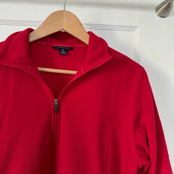 Lands’ End Red Long Sleeve Fleece Half Zip Pullover - Picture 3 of 9